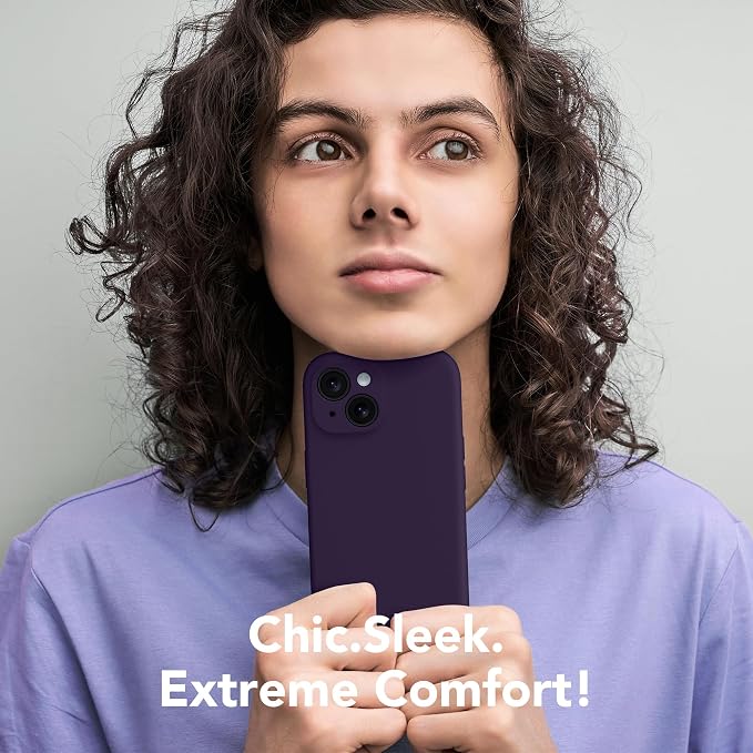 Magnetic for iPhone 13 Case, Compatible with MagSafe, [Full Camera Protection][Screen Protector] Silicone Shockproof Protective Phone Case for iPhone 13 6.1", Deep Purple