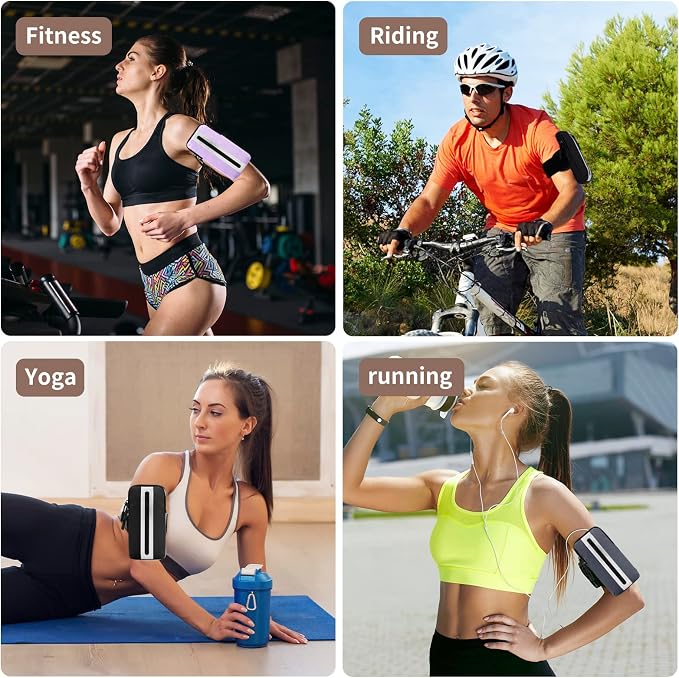 Prime Comfort Running Phone Holder Armband, iPhone Arm Bands for Exercise, Running Arm Bands for Cell Phone, Phone Purse Cell Phone Holder for Walking (Purple)