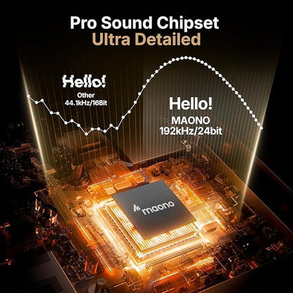 USB Microphone, MAONO 192KHZ/24Bit Plug & Play PC Computer Podcast Condenser Cardioid Metal Mic Kit with Professional Sound Chipset for Recording, Gaming, Singing, YouTube (AU-A04)