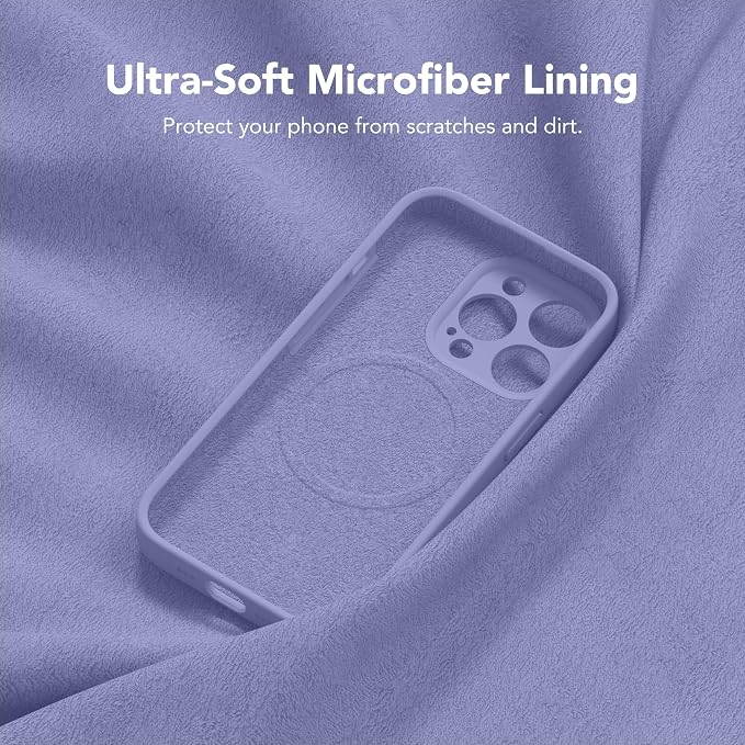 Magnetic for iPhone 14 Pro Case, Compatible with MagSafe, [Full Camera Protection][Screen Protector] Silicone Shockproof Protective Phone Case for iPhone 14 Pro 6.1", Lavender Gray