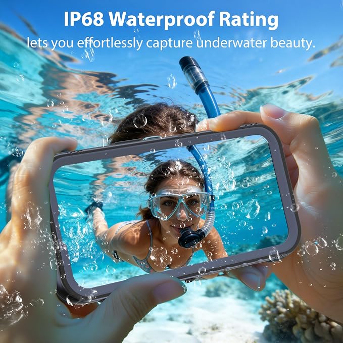 SPORTLINK for iPhone 13 Waterproof Phone Case, Built-in Shockproof Screen Protector, Full Body Cover Protective Heavy Duty Dropproof IP68 Underwater Dustproof for iPhone 13 6.1 Inch (Black)