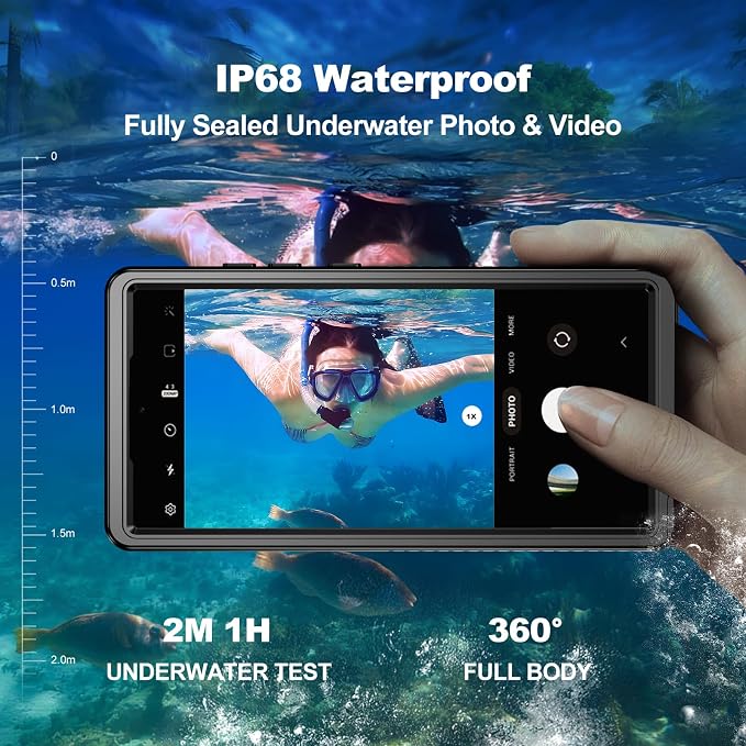 for Samsung Galaxy S24 Ultra Waterproof Case with Magsafe, Built-in Magnetic & Screen Protector, IP68 Certified Full Body Shockproof, for Water Sports Underwater Photography, 6.8" Black
