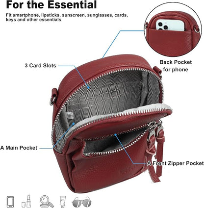 befen Genuine Leather Crossbody Cell Phone Purse for Women, Small Zip Around RFID Blocking Crossbody Wallet Bags