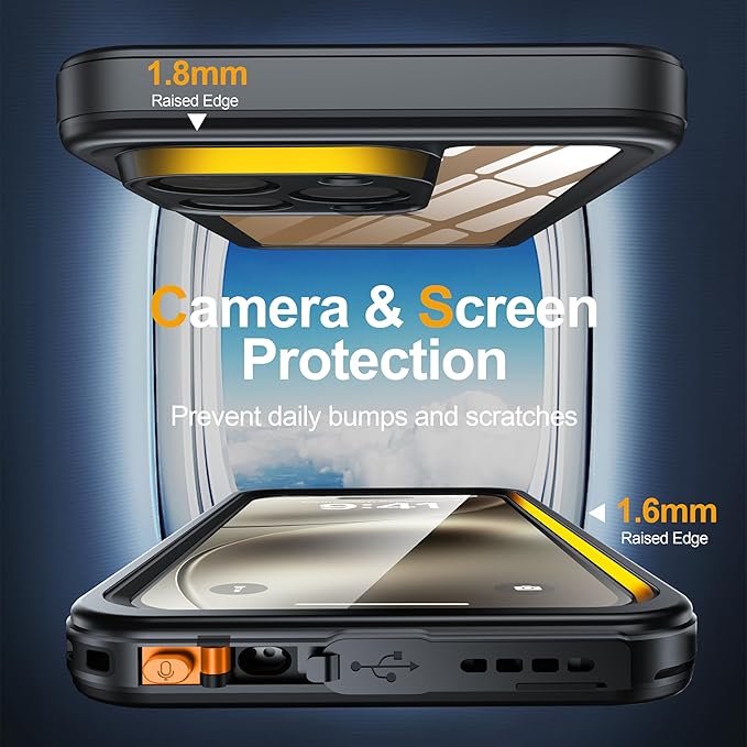 for iPhone 16 Pro Case Waterproof, Built-in Privacy Screen & HD Screen Double Front Frame [IP68 Underwater] Shockproof Dustproof Full Body Protection iPhone 16 Pro Phone Case Black