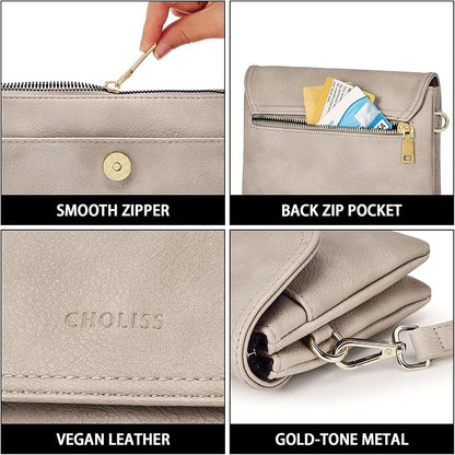 CHOLISS Small Crossbody Bags for Women, Vegan Leather Cell Phone Purse, Mini Travel Purse with Adjustable Strap Womens Gifts