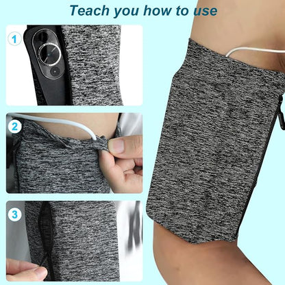 Running Phone Armband, Larger Storage, Sturdy Zipper, Adjustable Strap, Water-Resistant, Compatible with iPhone & Samsung Galaxy, for Running, Hiking, Biking, Gym (Black, Large)