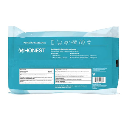The Honest Company Fragrance-Free Sanitizing Alcohol Wipes, Antibacterial Safe for Hands, Kills 99% of Germs, Made With Aloe, 50 Count (1 Pack)