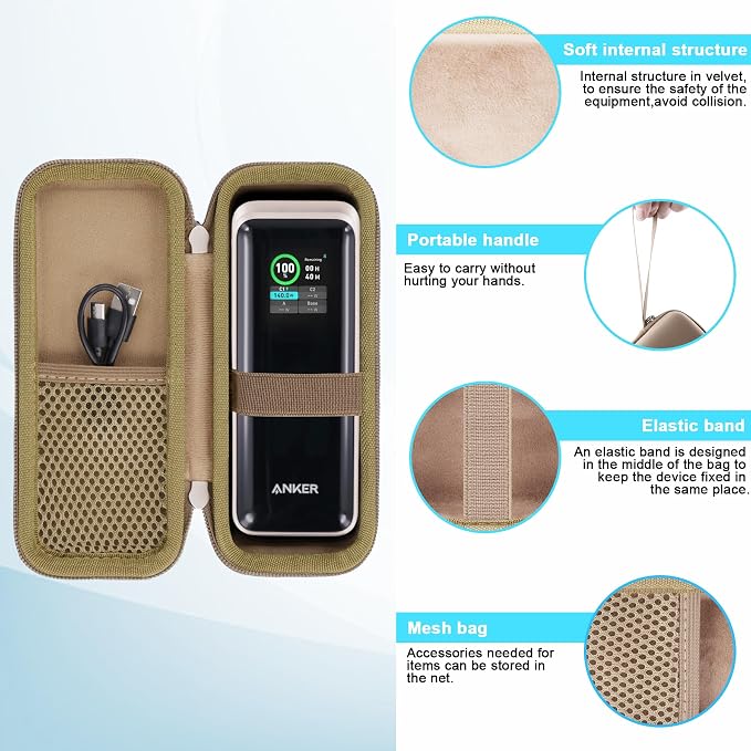 khanka Case for Anker Prime Power Bank 27650mAh 250W,Case Only (Golden).