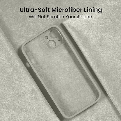 FireNova Designed for iPhone 14 Case, Silicone Upgraded [Camera Protection] Phone Case with [2 Screen Protectors], Soft Anti-Scratch Microfiber Lining Inside, 6.1 inch, Stone