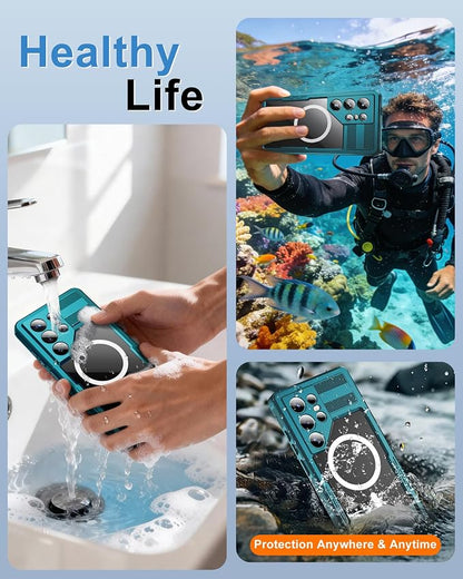 for Samsung Galaxy S25 Ultra Waterproof Case, [Fit for Magsafe] [IP68 Water Proof] [Built-in Screen Protector], Magnetic Heavy Duty Military Grade Rugged Phone Case for S 25 Ultra 6.9", Teal