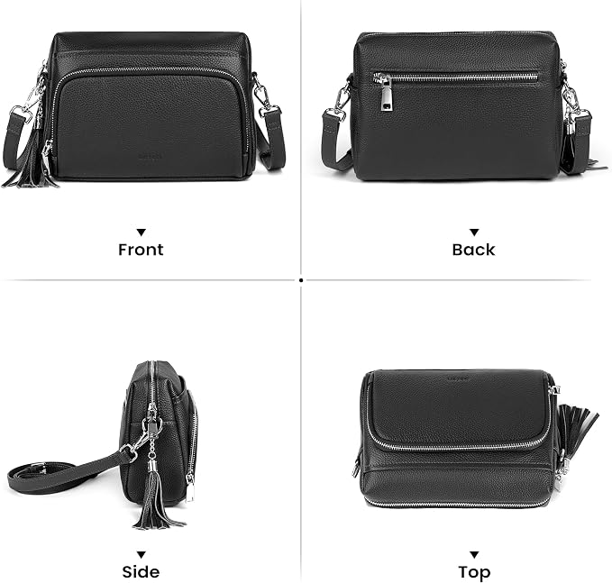 befen Genuine Leather Crossbody Purses for Women Small Crossbody Bags Purse with Built in RFID Blocking Wallet