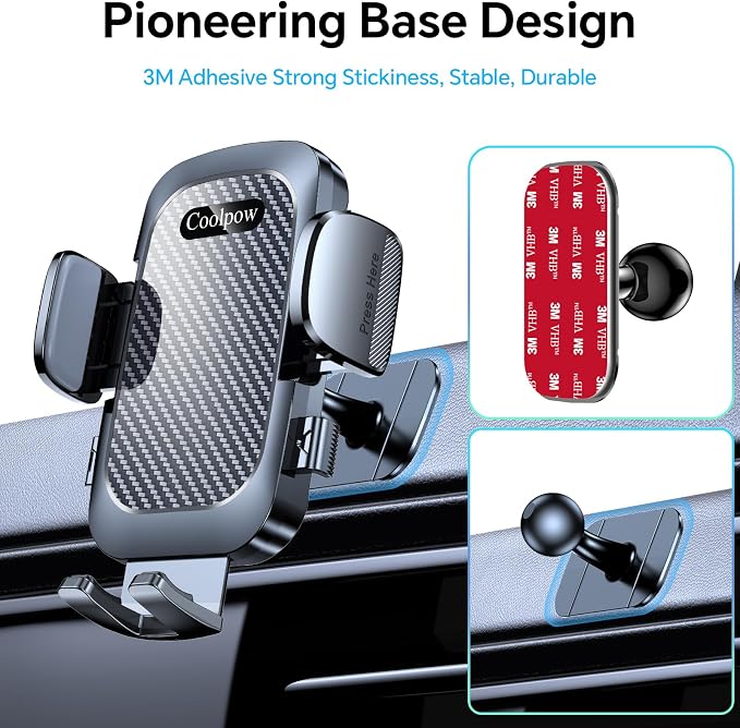 Car Phone Holder Mount【Window + Vent +Dash】Windshield Phone Mount for Car【360°Rotation】Suction Cup Phone Mount for Truck Stand Phone Holder Camera Mount for iPhone Comfortable Natural Video Recording