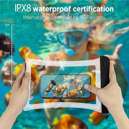 CACOE [Floatable Floating Universal IPX8 Waterproof Phone case 2 Pack-Up to 10.0",Adjustable Lanyard Phone Pouch,Dry Bags for Vacation Beach Pool Kayak Cruise Travel Essentials（Black+Black-#2）