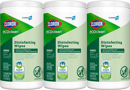 CloroxPro Clorox EcoClean Disinfecting Wipes, 75 Count, Pack of 3