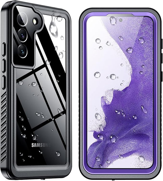 SPIDERCASE for Samsung Galaxy S22 Waterproof Case, [12FT Military-Grade Drop Protection] IP68 Water Resistance [Built-in Screen Protector] Full Body Sealed Protection Phone Case 6.1", Purple