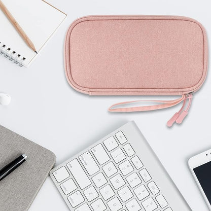 Lacdo Electronic Organizer, Travel Cable Organizer Bag Pouch Tech Electronic Accessories Carry Case Portable Double Layer Charger Case for Cable, Cord, Charger, Phone, Earphone, Power Bank, Light Pink