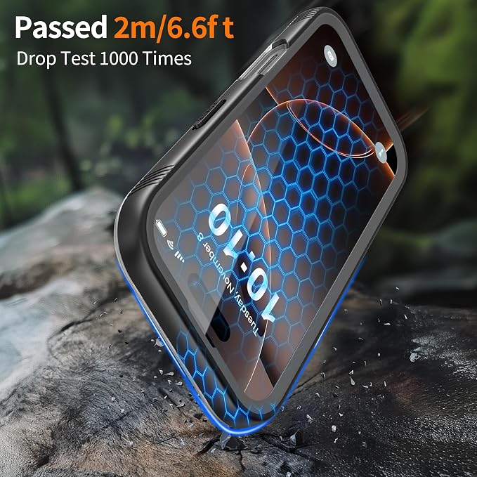 Cozycase for iPhone 16 Pro Case Waterproof - 360 Heavy Duty with Screen/Camera Protector Shockproof IP68 Underwater Dustproof Water Dust Shock Proof Full Body/Front and Back Case Black/Frosted Clear
