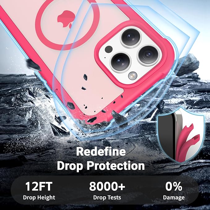 jaroco Magnetic for iPhone 13 Pro Case, [Compatible with MagSafe][Military Grade Drop Protection][Heavy Duty Protection][Non-Slip][Shockproof] 2-Layer Durable Bumper Phone Case 6.1''-Rose