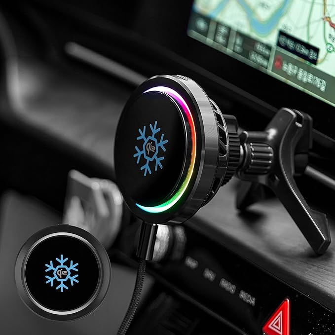 Qi2 15W Wireless Car Charger -Compatible with MagSafe- [3-Second Peltier Cooling] with Strong Magnetic Mount-Fast Charging Air Vent Phone Holder for iPhone 16/15/14 Pro Max,Galaxy S25(Black)