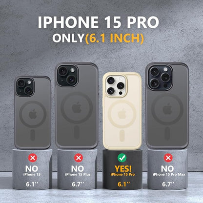 MOCCA Strong Magnetic for iPhone 15 Pro Case, [Compatible with Magsafe][13FT Military Drop Protection] Slim Translucent Matte Shockproof Case for iPhone 15 Pro Phone Case 6.1'', Light Gold