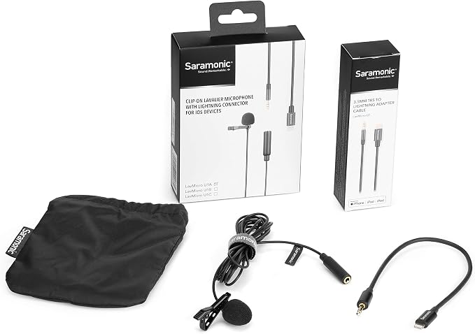 Saramonic LavMicro U1A | Lavalier Microphone with Lightning for Apple iPhone, or iPad with a Built-in 6.6-Foot (2m) Cable for Vlogging, Interviews, YouTube, TikTok, Live Streaming