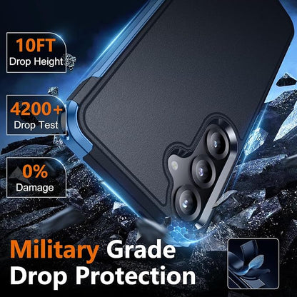 SPIDERCASE Designed for Samsung Galaxy S25 Plus Case, [10 FT Military Grade Drop Protection],2 Pack [Tempered Glass Screen Protector+Camera Lens Protector] Heavy Duty Shockproof Case,Dark Blue