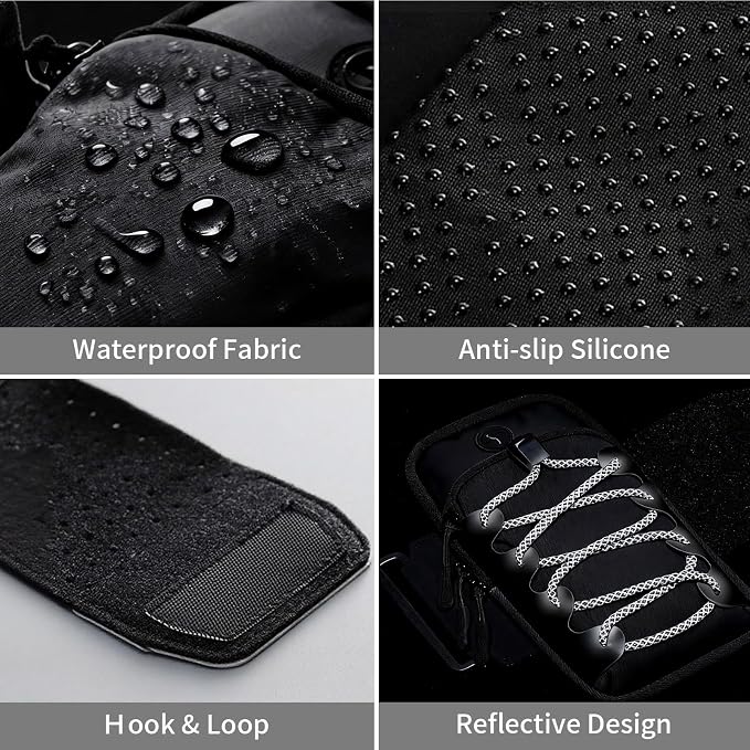 Phone Bag for Ebike, Multi-functional Motorcycle Front Frame Bag for Electric Dirt Bike, Phone Pouch Phone Armband for Outdoor Cycling Running Hiking (Black)