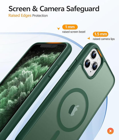 FNTCASE for iPhone 11 Pro Case: [Compatible with Magsafe] Translucent Matte Magnetic Phone Cover - Military Grade Drop Protection Shockproof Protective for iPhone 11Pro 2019 Cases - Green