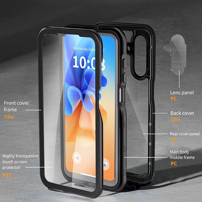 Omio for Galaxy A26 5G Waterproof Case, Full Body IP68 Underwater Clear Protective Case Built-in Screen Protector Heavy Duty Shockproof Case for Men Women, Black