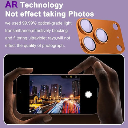 2 Pack Camera Lens Protector for iPhone 17 Pro Max,[Not Easy to Breakn ] AR Tempered Glass Strong Adsorption Metal Camera Cover Screen-Orange