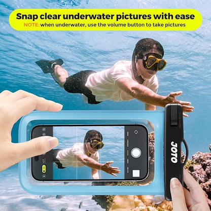 JOTO 2 Pack Waterproof Phone Pouch Case Up to 7", IPX8 Underwater Phone Case Cellphone Dry Bag for iPhone 17/Air 16 15 14 13 12 Pro Max Xs Max XR X 8 7 6S Plus SE/Galaxy S24 S23 S22 -Blue & Orange