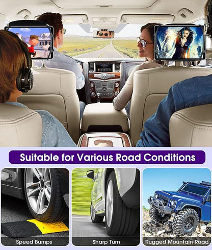 Upgraded Car Headrest Mount Holder, Tablet Holder for Car Back Seat, Tablet Mount for Kids Fits All 7-12.9'' Tablets