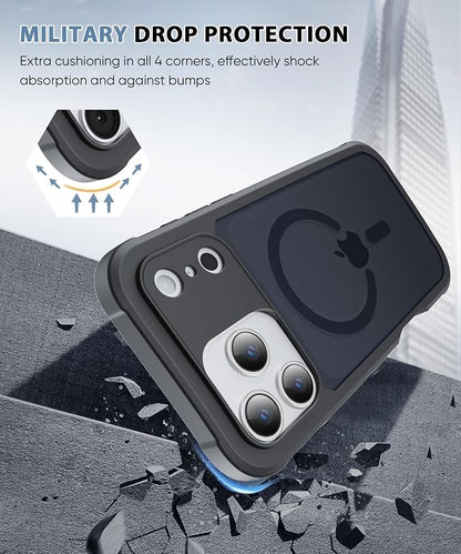 Compatible with iPhone 17 Pro Case Black, Built-in Screen Protector, [Compatible with MagSafe] Full Body Rugged Phone Case, Shockproof Protective Magnetic Cover for 17Pro 6.3" (Black)