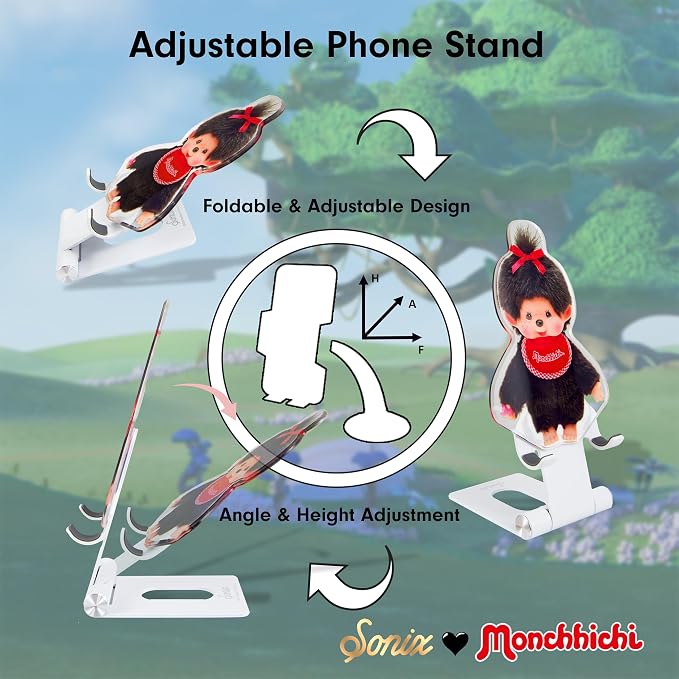 Sonix x Monchhichi Character Phone Stand | Adjustable Cell Phone Holder, Desk Stand, Dock | Monchhichi Girl