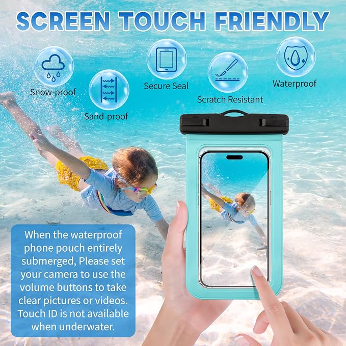 Trifabricy 3 Pack IP68 Waterproof Phone Pouch, Floating Waterproof Phone Case with Lanyard for iPhone 17 16 15 14 Pro Max, Waterproof Case Cellphone Dry Bag for Beach Swimming Travel Green