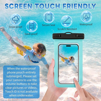 Trifabricy 3 Pack IP68 Waterproof Phone Pouch, Floating Waterproof Phone Case with Lanyard for iPhone 17 16 15 14 Pro Max, Waterproof Case Cellphone Dry Bag for Beach Swimming Travel Green