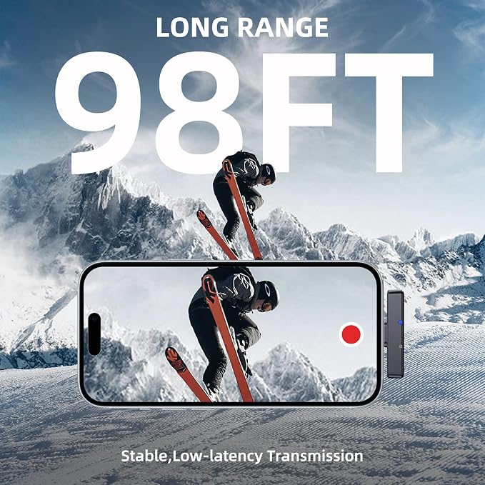Wireless Lavalier Microphone for iPhone 15/16/Android, Mini Clip On Mic with Charging Case, 7H Battery, Noise Canceling Lapel Microphone for Video Recording Vlogging, YouTube