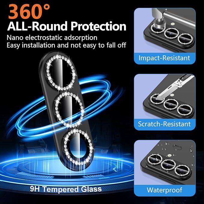 for Samsung Galaxy S26 Plus Camera Lens Protector, Electroplated Matte Back with 9H Tempered Glass Lens Protector, [Strong Adsorption] [Case-Friendly] Metal Ring HD Lens Cover, Black Diamond