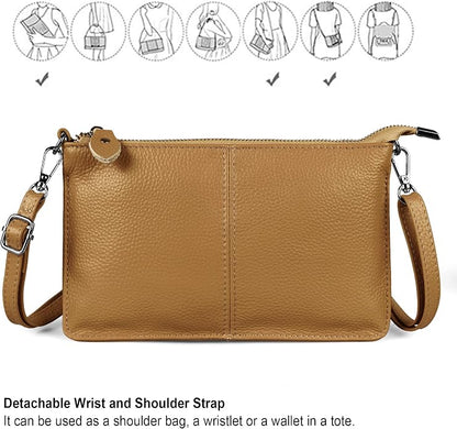 befen Genuine Leather Wristlet Clutch Wallet Purses Small Crossbody Bags for Women with RFID Blocking Card Slots