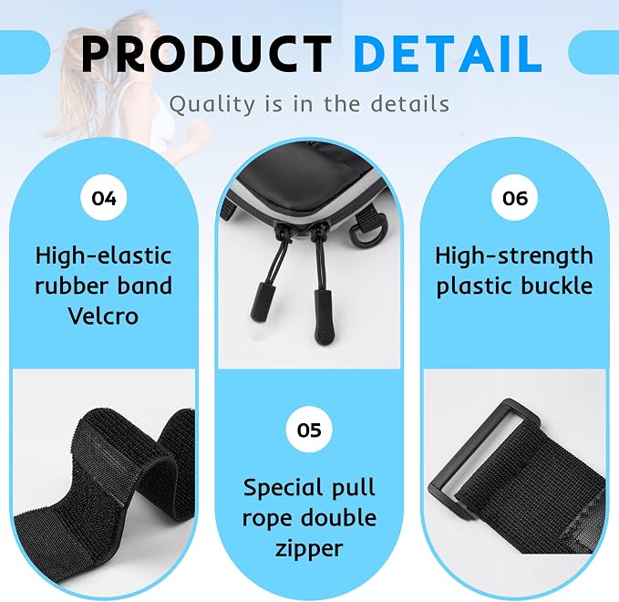 Running Armband, Adjustable Sports Band for Jogging, iPhone Workout Armband, Cell Pouch for Exercise Men Women (Leather Style in Black)