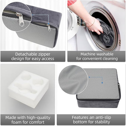 G GOOD GAIN Couch Cup Holder Pillow, Spill-Proof Sofa Drink Cup Holder & Multi-Use Organizer for Sofa, Bed, Car, Beach - Holds Mugs, Phone, Snacks, Remote Control, KeepTemp Design (Grey)