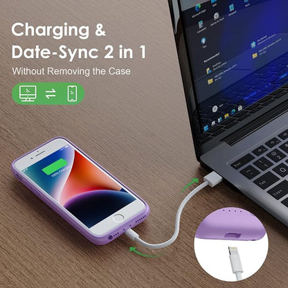 Battery Case for iPhone 8/7/6s/6/SE (2022/2020),[2025 Upgraded] 7000mAh Ultra-Slim Portable Extended Charger Cover for iPhone 8/7/6s/6/SE (2022/2020) Charging Case (4.7 Inch)-Purple