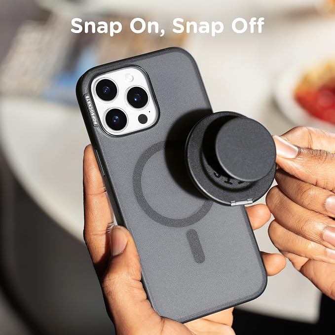 PopSockets Kick-Out Grip for MagSafe, Adjustable Kickstand for Portrait or Landscape, Magnetic Stand, Black - Black