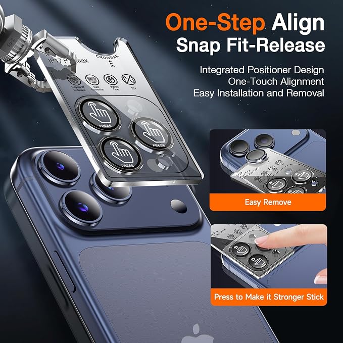 LK for iPhone 17 Pro/17 Pro Max Camera Lens Protector [Top 9H+ Military Grade Shatterproof] One-Click Installation, Ultra-Tough HD, Individual Lens Protectors Scratch-resistant, Clear