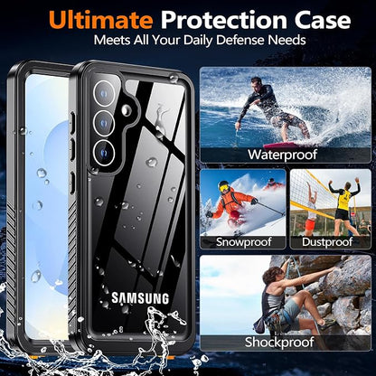 MOZOTER for Samsung Galaxy S25 Case Waterproof,[IPX8 Underwater Case][Full Body Shockproof & Military Dropproof] Built-in Screen Protector Clear Sound Quality for Samsung S25 6.2 inch-Black