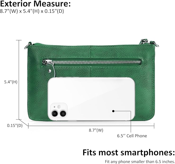befen Genuine Leather Wristlet Clutch Wallet Purses Small Crossbody Bags for Women with RFID Blocking Card Slots