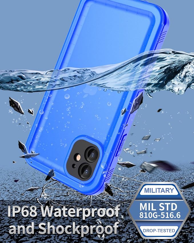 SPORTLINK for iPhone 11 Waterproof Case - Built-in Shockproof Dustproof Screen Protector - IP68 Underwater Military Dropproof Full Body Protection Cover for iPhone 11 6.1 inch (Blue)