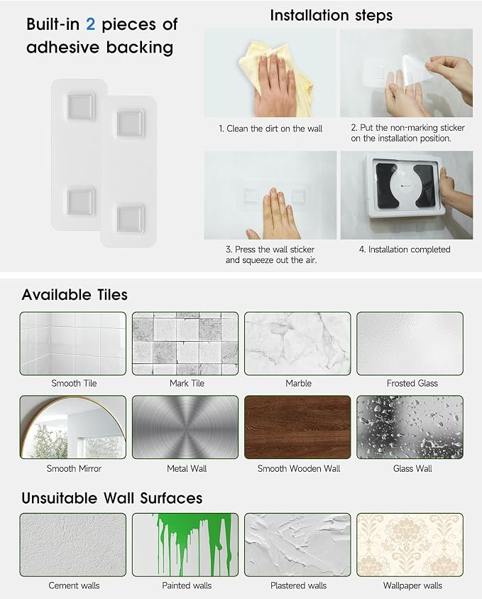 Mistriddle Shower iPad Holder Waterproof with 480° Rotation Retractable Adjustable, Wall Mount Up to 11", Shower Tablet Holder for Bathroom Bathtub, 2 Adhesive, Fit for iPad, iPad Pro 11 (White)