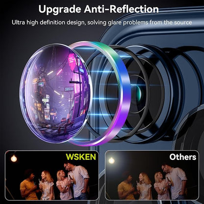 WSKEN for iPhone 15 Pro/iPhone 15 Pro Max Camera Lens Protector,[Keep Original Shooting] Shatterproof 9H Tempered Glass Camera Screen Protector Metal Ring Cover Film Accessories,Colorful