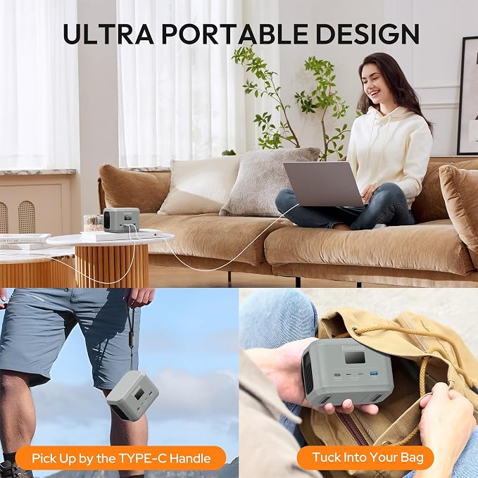 Enginstar Portable Power Station,Outdoor 96Wh LiFePO4 Battery,Solar Generator 100W Two-Way Fast Charging,Power bank for Camping, Traveling, Party and Emergencies